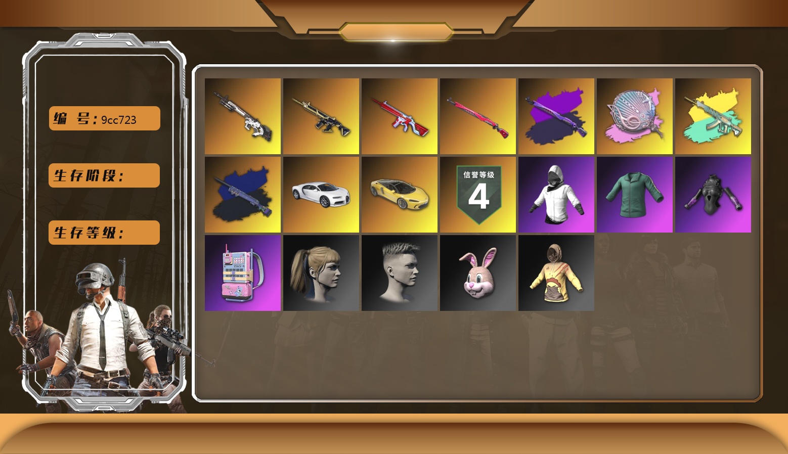3级赛博MK12,电磁背包,白战神-小徐阁代售-PUBG账号交易平台