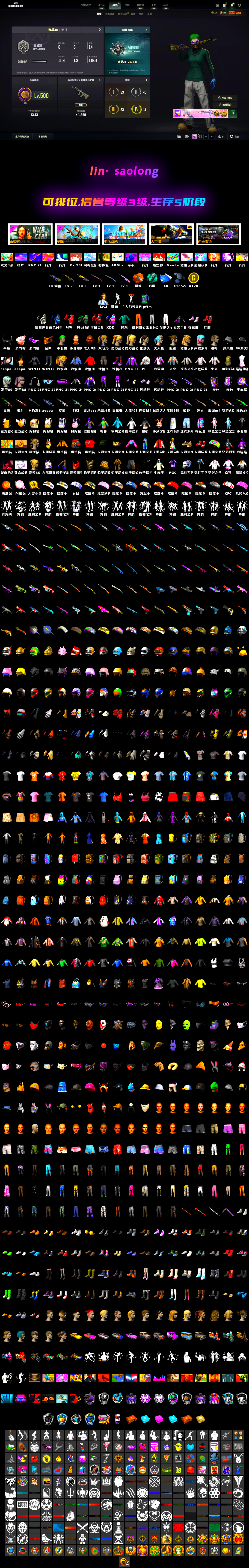 Tiger Hunter — Kar98k, Deadly Dollhouse — SLR, Bunny Patrol — Mk12, The Joker's Hair, Jonathan Kamau, PGC 2021 Contingent Chaos Mask, Snow Glasses, Harley Quinn's Hair, Zhu Bajie — M416, Midnight Menace — Kar98k, Demon Biker Horns, Hanna, aespa Stage - 2