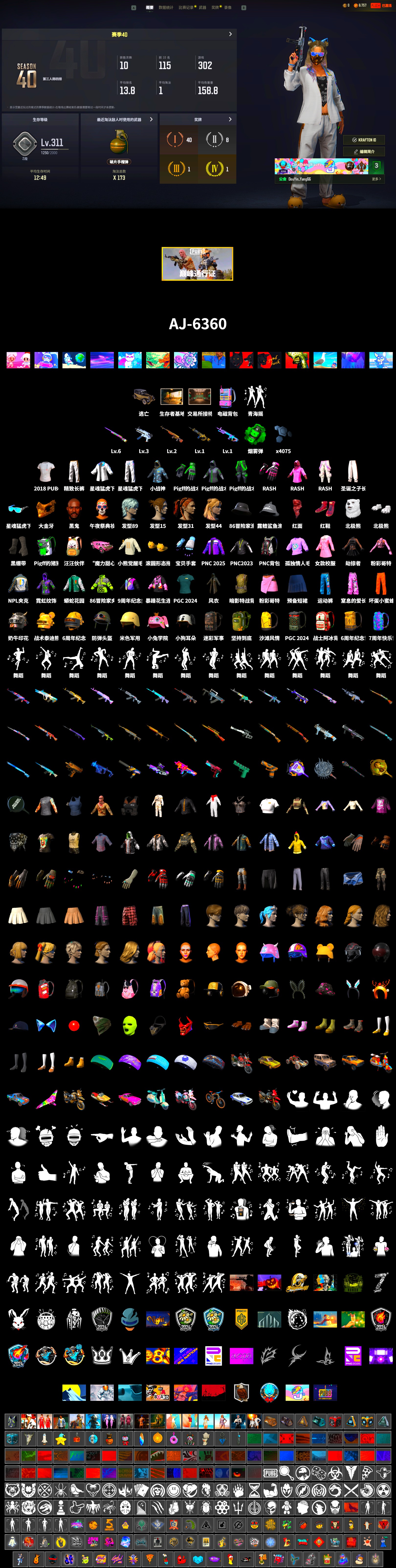 Emerald Smoke Grenade, Hi-top Trainers (Red), Duncan's Infiltrator Handwraps, Jonathan Kamau, PGC 2021 Contingent Chaos Mask, PLAYERUNKNOWN's Bandana, Heavy Fur Coat (Black), Polar Bear Feet, Rash Beixli Xtra Tough Jacket, Rash Beixli Xtra Tough Jacket, XingHun's Tiger Strike Jacket, XingHun's Tiger Strike Pants, NPL 2019 Phase 2 Jacket, Sideshow Bear Feet, Exquisite Pants, 2018 PUBG ALL-STAR T-shirt (Korean) - 2