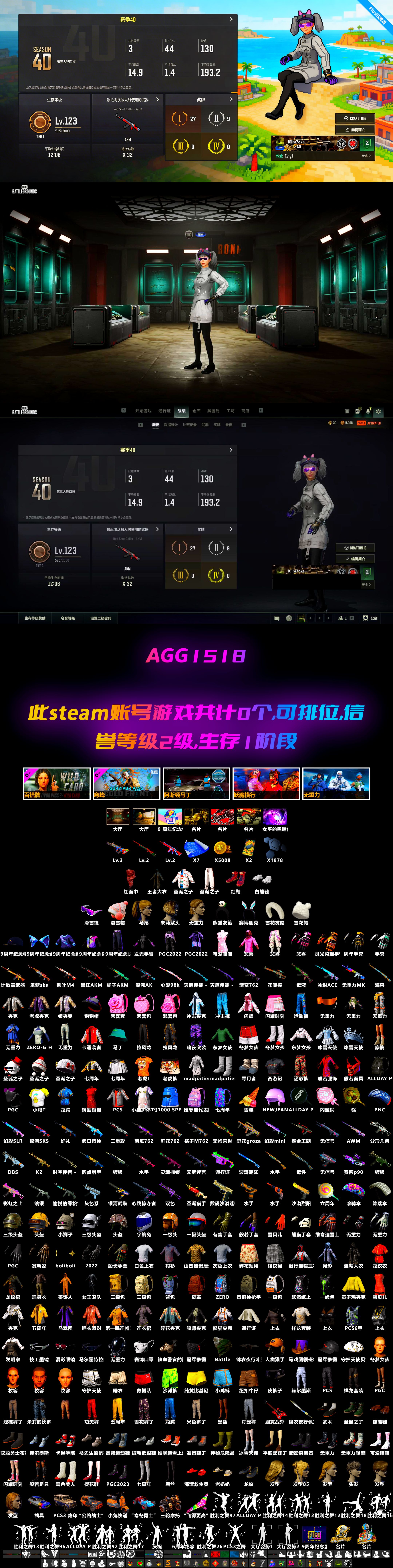Bumper Blaster — AUG, Sun Wukong — M24, No Signal — M416, Rash Beixli Xtra Tough Jacket, Rash Beixli Xtra Tough Jacket, Snow Glasses, Harley Quinn's Hair - 2