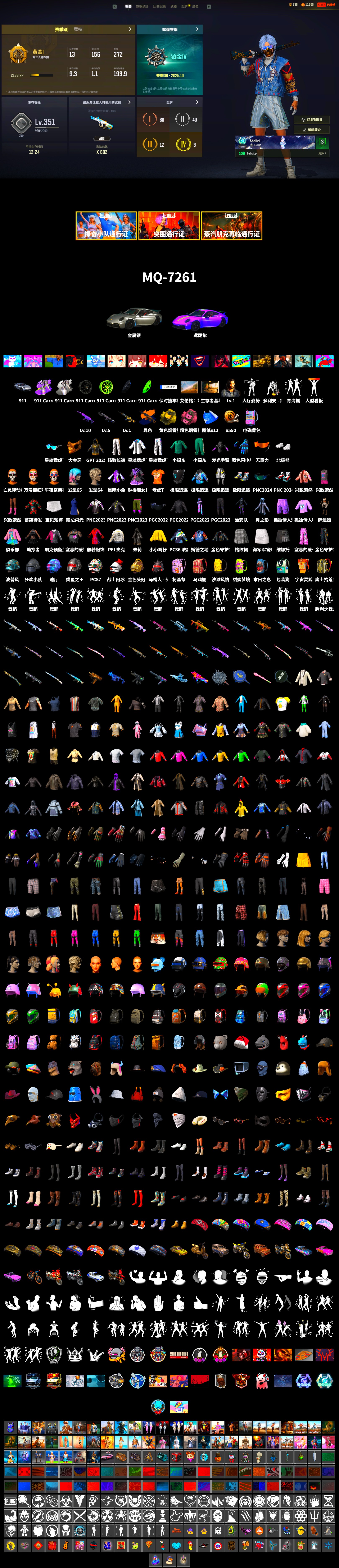 «911 Carrera GTS» Sports Car, PGC 2021 Contingent Chaos Mask, PLAYERUNKNOWN's Bandana, Polar Bear Feet, PEL 2019 Phase 2 Jacket, XingHun's Tiger Strike Jacket, XingHun's Tiger Strike Pants, Exquisite Pants, Training Jacket (Green), Full Autumn — M416, Blue Thunder Gloves - 2