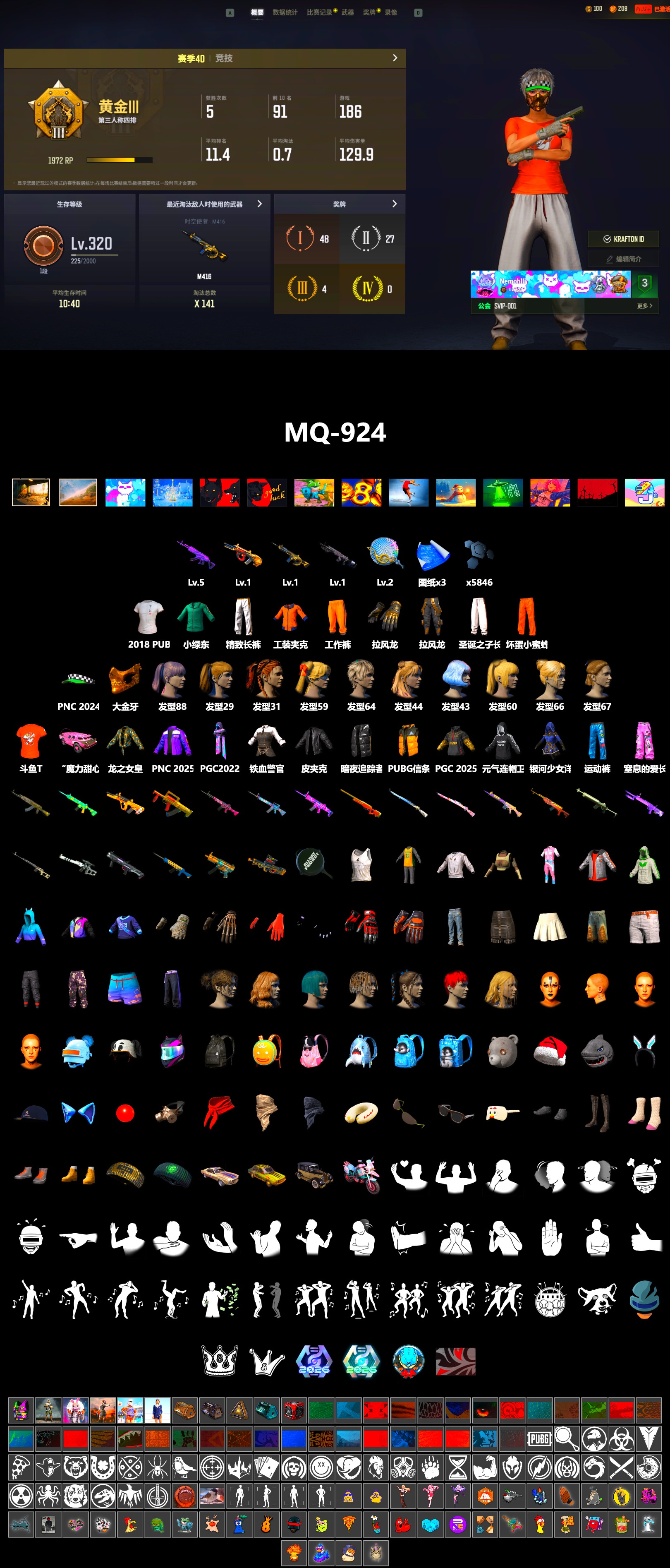 PGC 2021 Contingent Chaos Mask, Harley Quinn's Hair, Exquisite Pants, Silver Plate — Mini14, 2018 PUBG ALL-STAR T-shirt (Korean), DOUYU T-shirt - 2