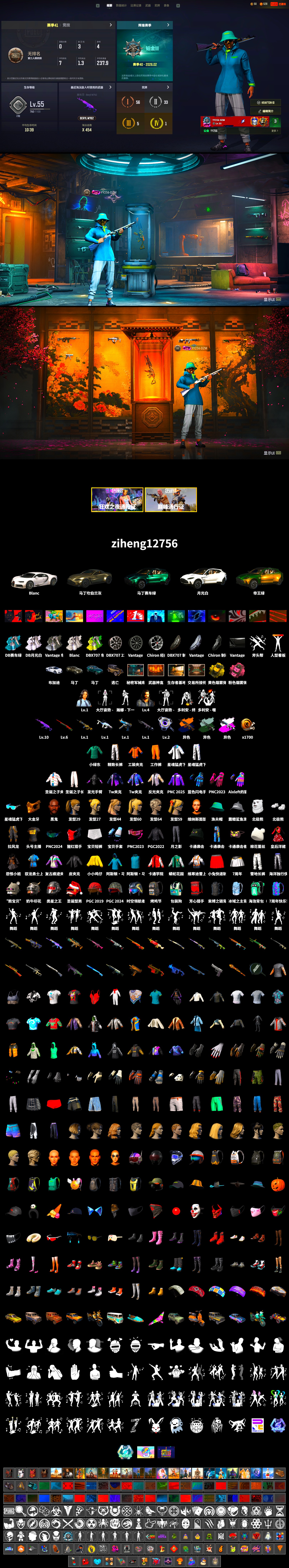 Obscura - Mk12 (Silver Fuchsia), Time Keeper - M416 (Gray Green), «Chiron» Sports Car, «V12 Vantage Roadster» Sports Car, «DBX707» SUV, Weapons Shrine, Jonathan Kamau, PGC 2021 Contingent Chaos Mask, Polar Bear Feet, Harley Quinn's Hair, XingHun's Tiger Strike Jacket, XingHun's Tiger Strike Pants, Exquisite Pants, StreamerOne, Blue Thunder Gloves - 2