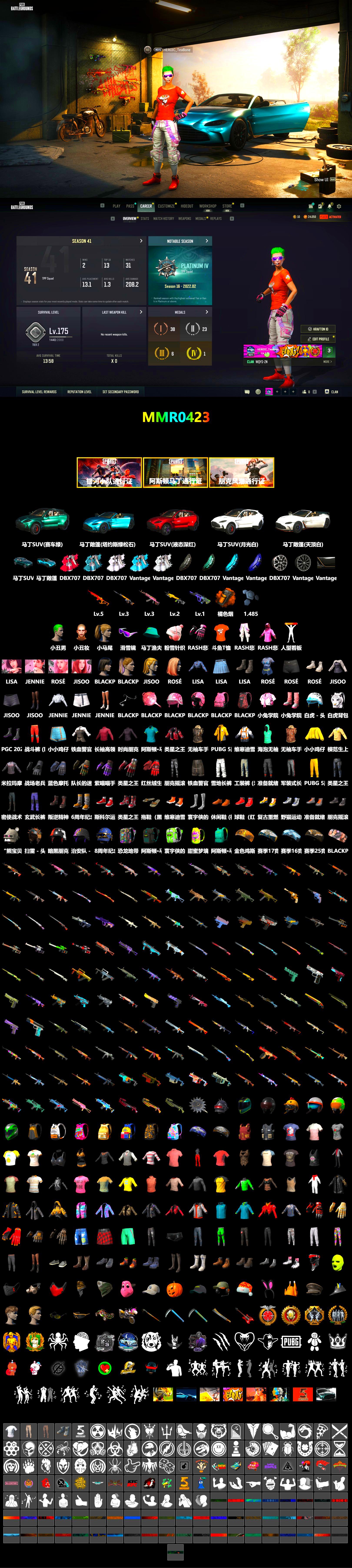 Orange Smoke Grenade, The Joker's Hair, «V12 Vantage Roadster (Luxe)» Sports Car, «DBX707» SUV, Snow Glasses, The Joker's Hair, Rash Beixli Xtra Tough Jacket, Harley Quinn's Hair, Rash Beixli Xtra Tough Jacket, «DBX707» SUV, DOUYU T-shirt - 2