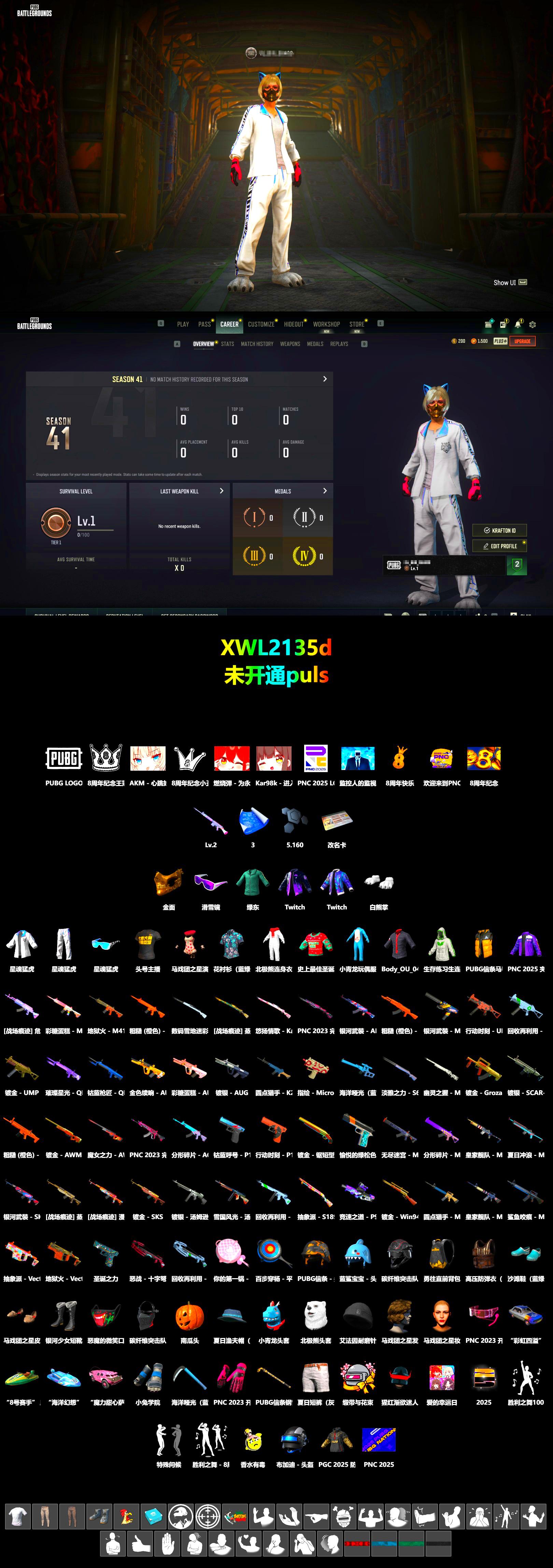 Snow Glasses, PGC 2021 Contingent Chaos Mask, Polar Bear Feet, XingHun's Tiger Strike Jacket, XingHun's Tiger Strike Pants, StreamerOne, «Chiron» Sports Car - 2