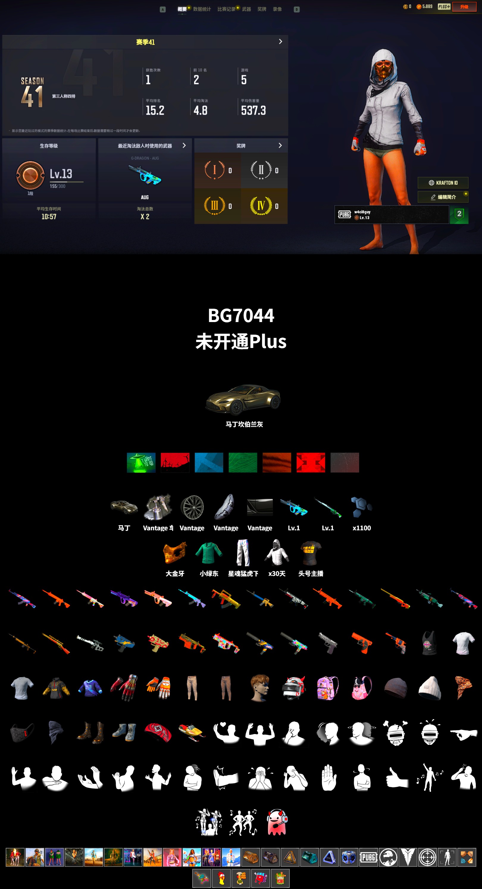 «V12 Vantage Roadster» Sports Car, PGC 2021 Contingent Chaos Mask, XingHun's Tiger Strike Pants, StreamerOne - 2