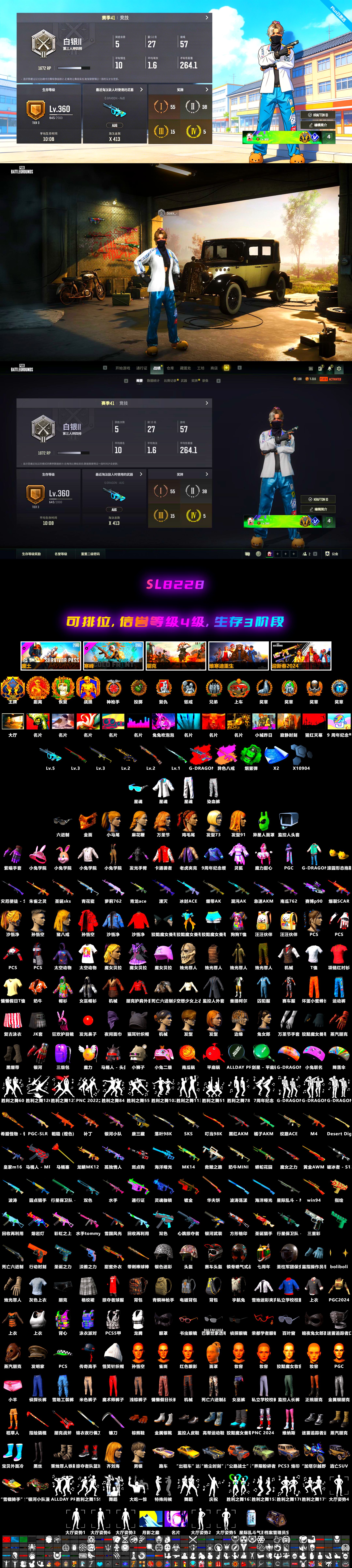 Emerald Smoke Grenade [3], Sun Wukong — M24, Sha Wujing — Mini14, Zhu Bajie — M416, Harley Quinn's Hair, PGC 2021 Contingent Chaos Mask, Sun Scorched — S1897, G-DRAGON — AUG (Red), G-DRAGON — AUG - 2
