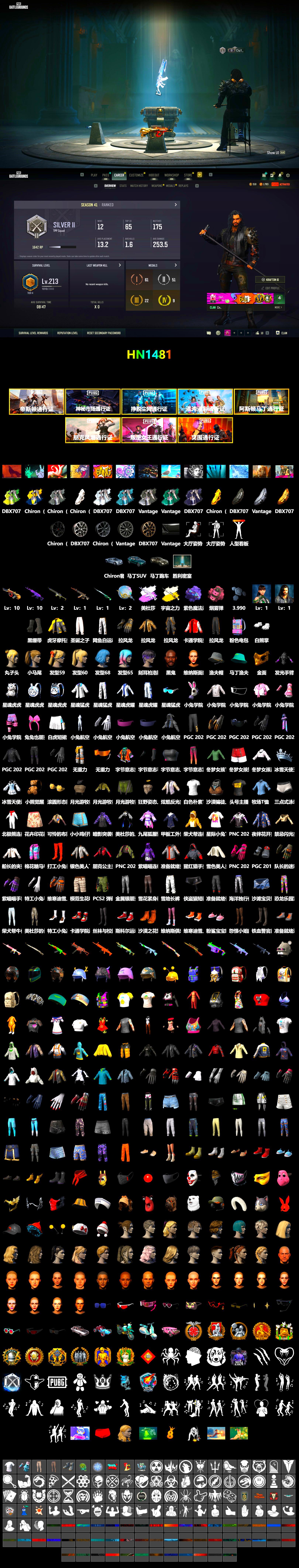 Pink Smoke Grenade, Purple Magical Mist — M79, Duncan's Infiltrator Handwraps, «V12 Vantage Roadster» Sports Car, «DBX707» SUV, Chamber of Triumph, Jonathan Kamau, PGC 2021 Contingent Chaos Mask, Polar Bear Feet, Harley Quinn's Hair, XingHun's Tiger Strike Jacket, XingHun's Tiger Strike Pants, PJS 2019 Phase 2 Jacket, «DBX707» SUV, StreamerOne - 2