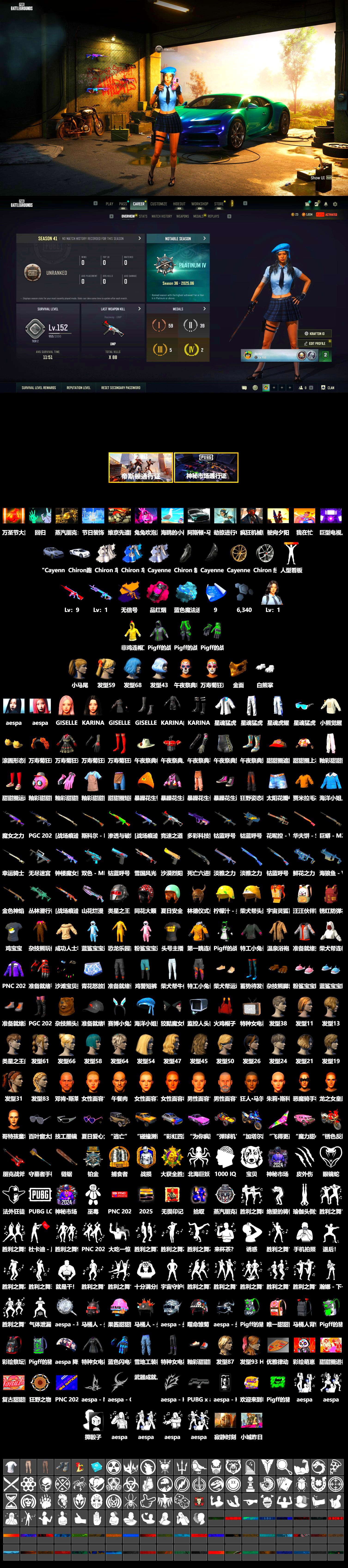Magenta Smoke Grenade, Blue Magical Mist — M79, «Cayenne Turbo GT» SUV, «Chiron» Sports Car, PGC 2021 Contingent Chaos Mask, Polar Bear Feet, aespa Stage, Harley Quinn's Hair, XingHun's Tiger Strike Jacket, XingHun's Tiger Strike Pants, Sideshow Bear Feet, StreamerOne, aespa KARINA, aespa GISELLE, Blue Thunder Gloves, «Panigale V4 S (Ducati Red)» Motorcycle, «DBX707» SUV - 2