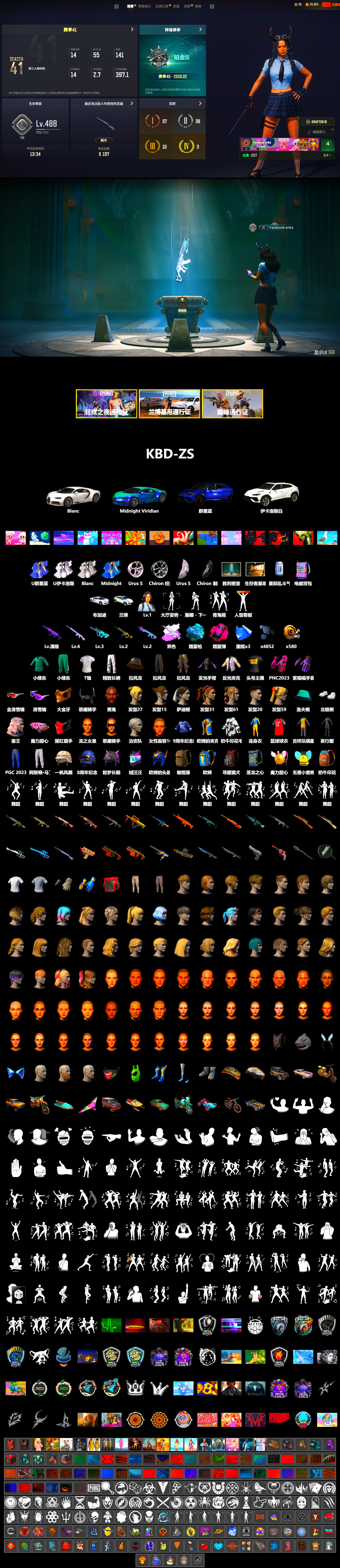 Magenta Smoke Grenade, Blue Magical Mist — M79, «Chiron» Sports Car, Chamber of Triumph, Jonathan Kamau, Snow Glasses, PGC 2021 Contingent Chaos Mask, Demon Biker Horns, Polar Bear Feet, Exquisite Pants, StreamerOne, Training Jacket (Green), Full Autumn — M416, 2018 PUBG ALL-STAR T-shirt (Korean) - 2