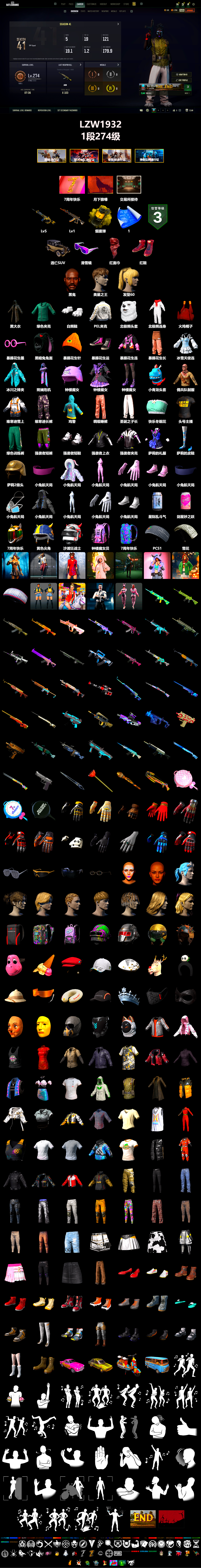 Yellow Smoke Grenade, Hi-top Trainers (Red), Jonathan Kamau, Snow Glasses, PLAYERUNKNOWN's Bandana, Heavy Fur Coat (Black), Polar Bear Feet, PEL 2019 Phase 2 Jacket, StreamerOne, Training Jacket (Green), Blue Thunder Gloves, 2018 PUBG ALL-STAR T-shirt (Korean) - 2
