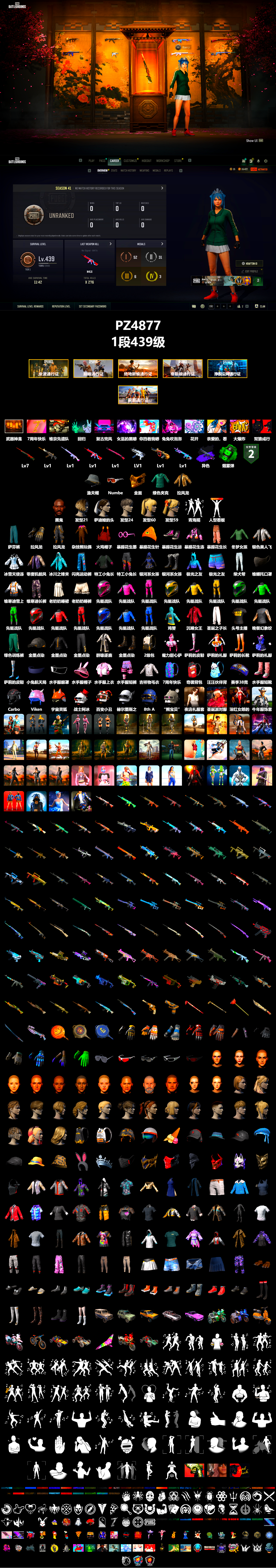 ID[493513][PZ4877] Level 7 Sun Wukong M24 Level 1 Demon ACE Level 1 Doll Cannon Level 1 No Signal M4 Level 1 Midnight Terror 98K Level 1 Weightless MP5K Level 1 Minotaur AUG Level 1 Magic Power Mk12 No Signal (Purple Color) Emerald Smoke Bomb Weapon Shrine Black Ghost Gold Face Fisherman Hat Movable Green East Саффиновые брюки La Fenglong Qinghai Shake Little Rabbit Academy - полный инвентарь